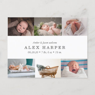 Cartão Postal De Anúncio Nascimento clássico da colagem da foto