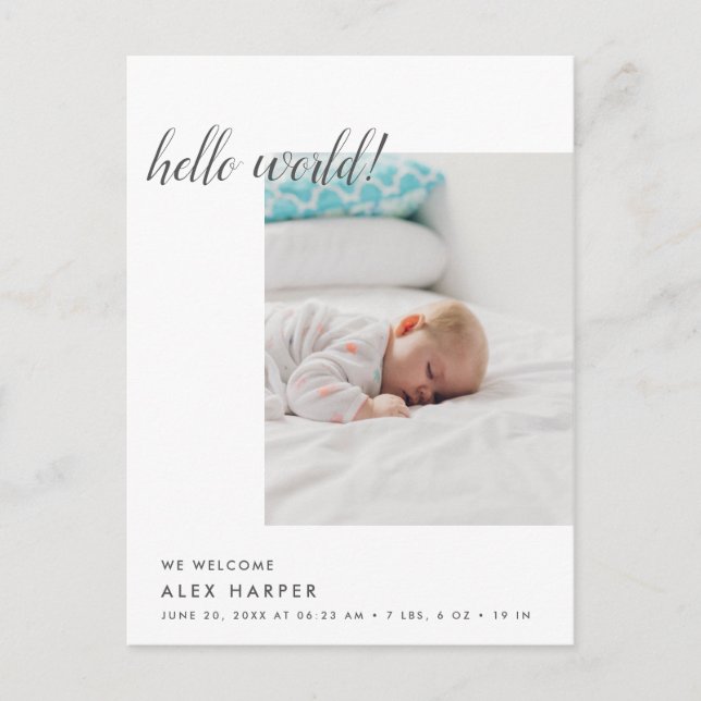 Cartão Postal De Anúncio Nascimento mínimo moderno da colagem da foto (Frente)