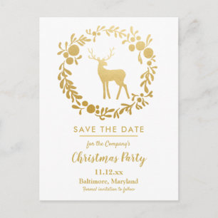Cartão Postal De Anúncio Natal Antler Dourado   Festa de Fim de Ano Coroa d