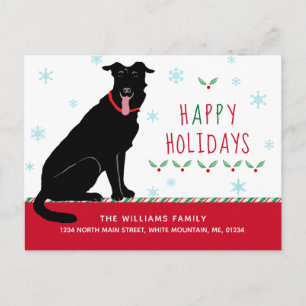 Cartão Postal De Anúncio Natal Black Labrador Feliz Férias em Movimento