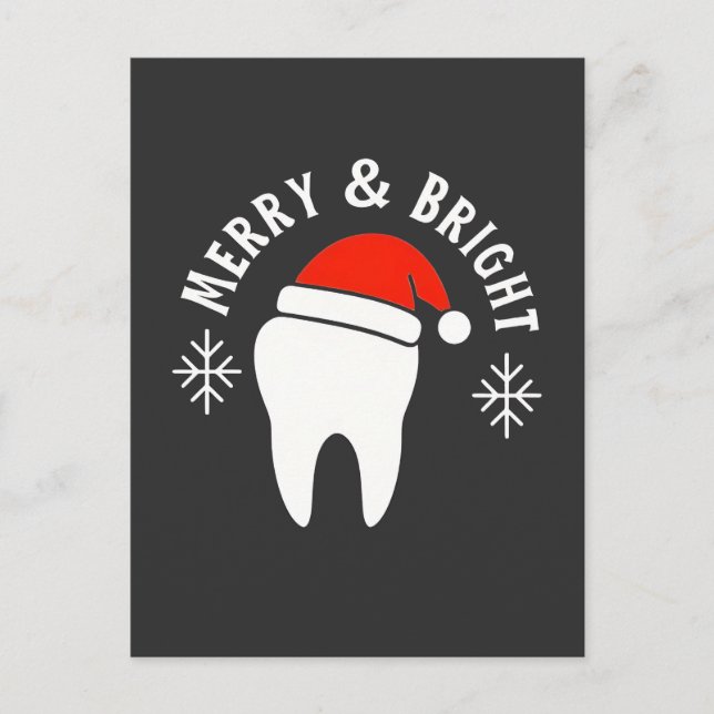 Cartão Postal De Anúncio Natal da Dentista Dental feliz e Brilhante (Frente)