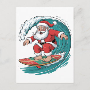 Cartão Postal De Anúncio Natal de Surfe Santa Festivo Feriado de Natal