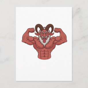 Cartão Postal De Anúncio Natal do Krampus Mau Flexionando Músculos Fitness