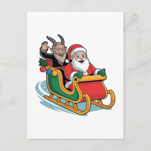 Cartão Postal De Anúncio Natal e Krampus Malvado Escuro Natal Terror Xmas 