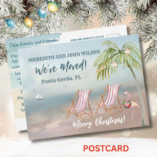 Cartão Postal De Anúncio Natal Movimentamos Aquarela Praia em Movimento