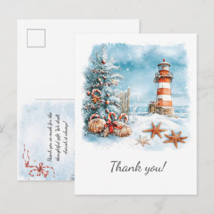 Cartão Postal De Anúncio Natal no Farol da Árvore na Praia  
