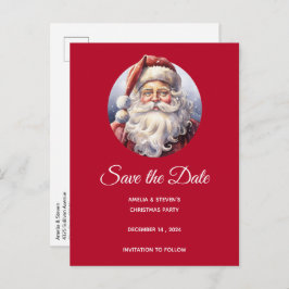 Cartão Postal De Anúncio Natal retrô Papai Noel em um chapéu vermelho do Na