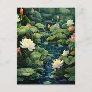 Cartão Postal De Anúncio Natureza Lotus Water Lily Pond Landscape