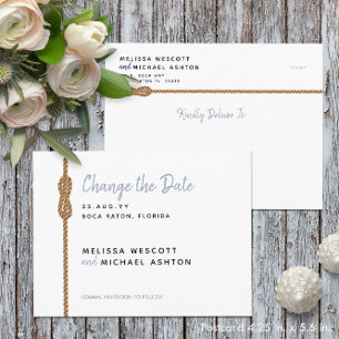 Cartão Postal De Anúncio Náutico ⛵ Azul Poeirento + Branco Altere a Data