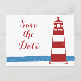 Cartão Postal De Anúncio Náutico Salvar Casamento Azul Vermelho Do Farol De