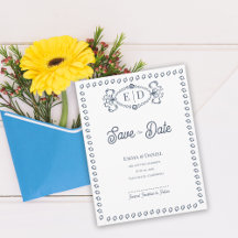 Navy Blue Crest Monogram Wedding Save the Date