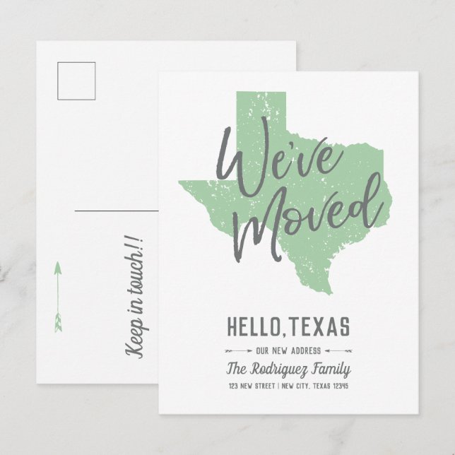 Cartão Postal De Anúncio Neo Mint que mudamos - Texas (Frente/Verso)