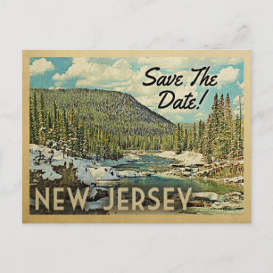 Cartão Postal De Anúncio New Jersey Save The Date Mountain River Snow