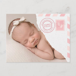 Cartão Postal De Anúncio Newborn Baby Girl Announcement Postcard