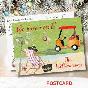 Cartão Postal De Anúncio No Natal, movemos o orçamento da praia do Oceano