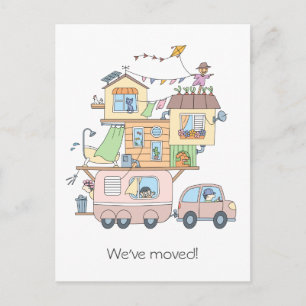 Cartão Postal De Anúncio No Reboque de Acampamento da Família Rodoviária -