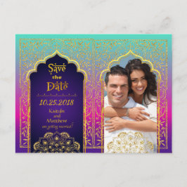Cartão Postal De Anúncio Noite Árabe de Bollywood Salve a Data