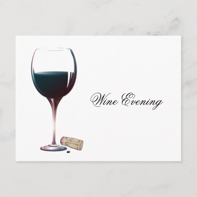 Cartão Postal De Anúncio Noite de Vinho Salve a Data (Frente)