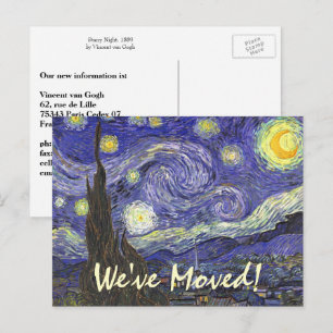Cartão Postal De Anúncio Noite Estrelada de Van Gogh, Mudança de Endereço