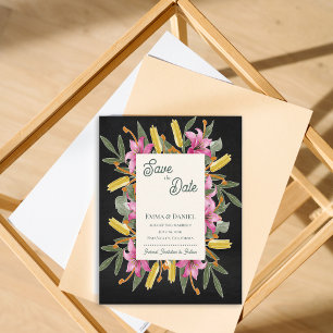 Cartão Postal De Anúncio Noiva com Rubor Mal-humorado Floral Preto Salve o 
