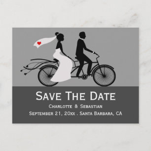 Cartão Postal De Anúncio Noiva De Bicicleta E Casamento De Bicicletas