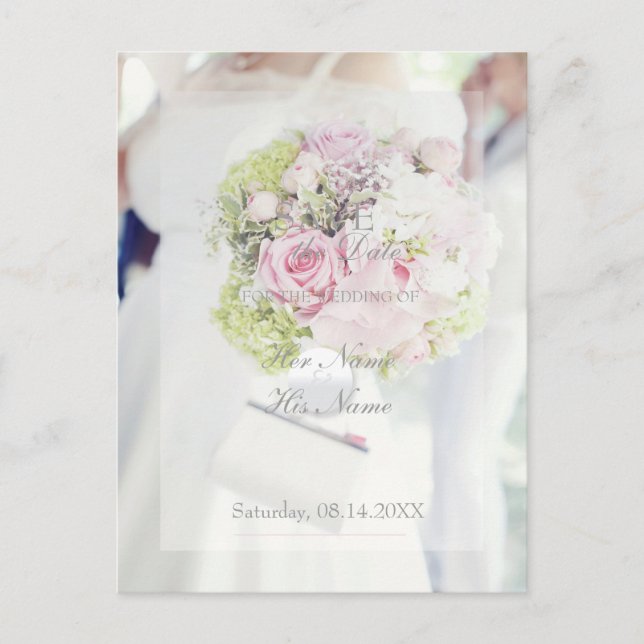 Cartão Postal De Anúncio Noiva e Buquê de Flores Casamento (Frente)