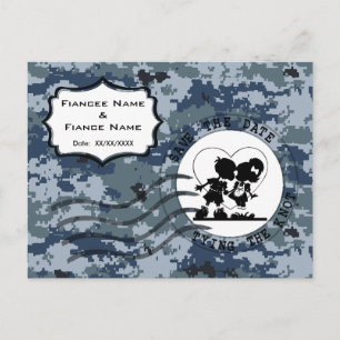 Cartão Postal De Anúncio Noiva e USN Navy Save the Date