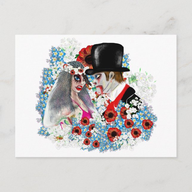 Cartão Postal De Anúncio Noiva Zombie e noivado de noiva (Frente)