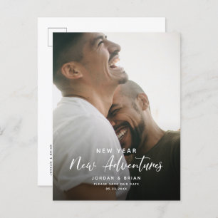 Cartão Postal De Anúncio Noivado de Ano Novo Moderno Adventures Script Fu