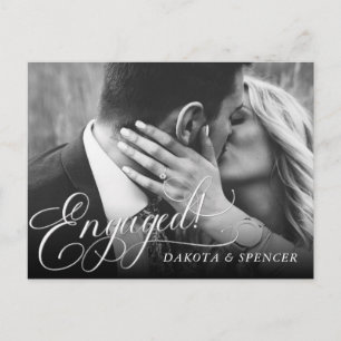 Cartão Postal De Anúncio Noivado de Fotografia de Script Elegante Minimalis