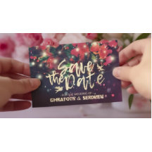 Noivado Salve A Data Floral Borgonha Luz Roxa