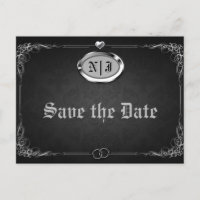 Noivado Vintage Preto Prata Gótico Save the Date