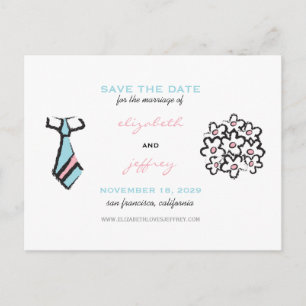 Cartão Postal De Anúncio Noivo Noiva Cartoon Casamento Salvar Data Postcard