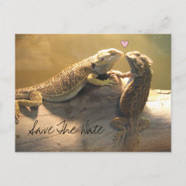 Cartão Postal De Anúncio Noivos Lagartos Beijando Salvar A Data Do Casament