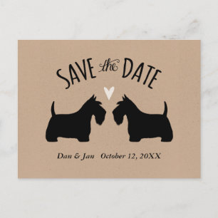 Cartão Postal De Anúncio Noivos Scottish Terriers Save the Date