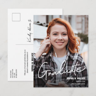 Cartão Postal De Anúncio Nome da Graduada Feminina Moderna Ano Escolar Pers
