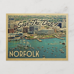 Cartão Postal De Anúncio Norfolk Virginia Salve A Data Vintage Postcards