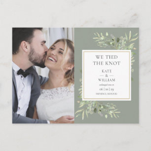 Cartão Postal De Anúncio Nós Amarrámos o Nó Fotografia de Casamento Sage Gr