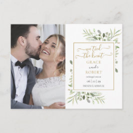 Cartão Postal De Anúncio Nós Amarrámos o Nó Script Folhagem Foto Casamento