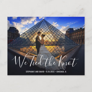 Cartão Postal De Anúncio Nós Amarrámos o Nó Script Foto Casamento Fuga