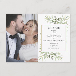 Cartão Postal De Anúncio Nós Dissemos Sim Fotografia de Casamento de Fuga p