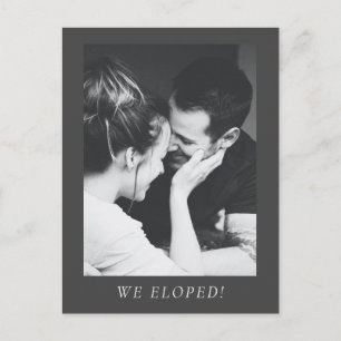Cartão Postal De Anúncio Nós Fugimos Foto Preto Branco Casamento Minimalist