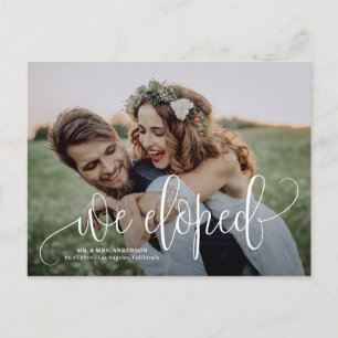 Cartão Postal De Anúncio Nós Fugimos   Fotografia de Casamento com Letra Bo