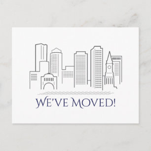Cartão Postal De Anúncio Nós movemos a skyline da cidade de Boston