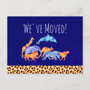 Cartão Postal De Anúncio Nós movemos animais selvagens com um impressão d