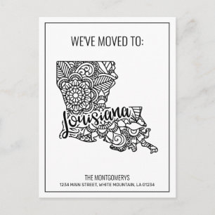 Cartão Postal De Anúncio Nós Movemos Floral Mandala Estado da Louisiana