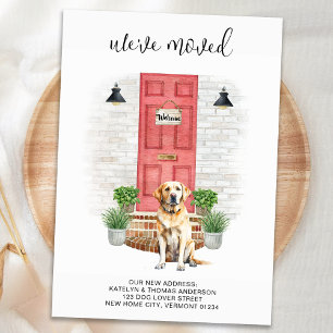 Cartão Postal De Anúncio Nós Movemos Labrador Amarelo Porta Vermelha Mudanç