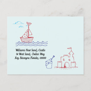 Cartão Postal De Anúncio Nós movemos o barco de vela novo do endereço