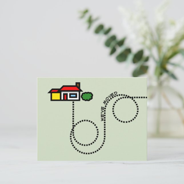 Cartão Postal De Anúncio Nós movemos o cartão-postal (Em pé/Frente)