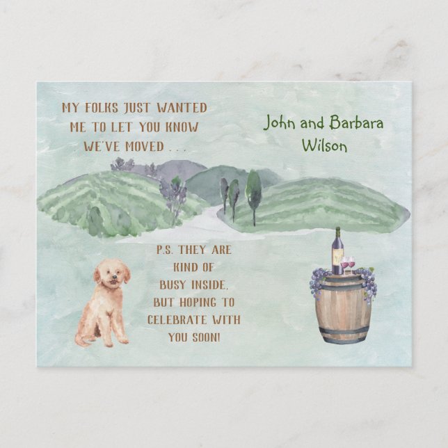 CARTÃO POSTAL DE ANÚNCIO NÓS MOVIMOS FAMÍLIAS DE CACHORROS DA FAMÍLIA MOVER (Frente)